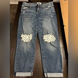 Upcycled Crochet Levi's Boyfriend Jeans Size 10
